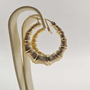10k real solid yellow gold bamboo earrings