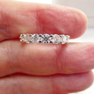 real 925 sterling silver solitaire moissanite anniversary eternity ladies band