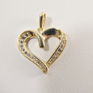 14k real solid yellow gold heart high polish charm pendent