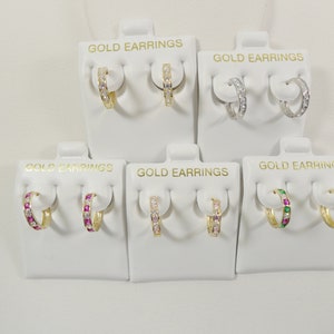 Boucles d'oreilles créoles en or jaune massif 10 carats de 13 mm avec monture griffes