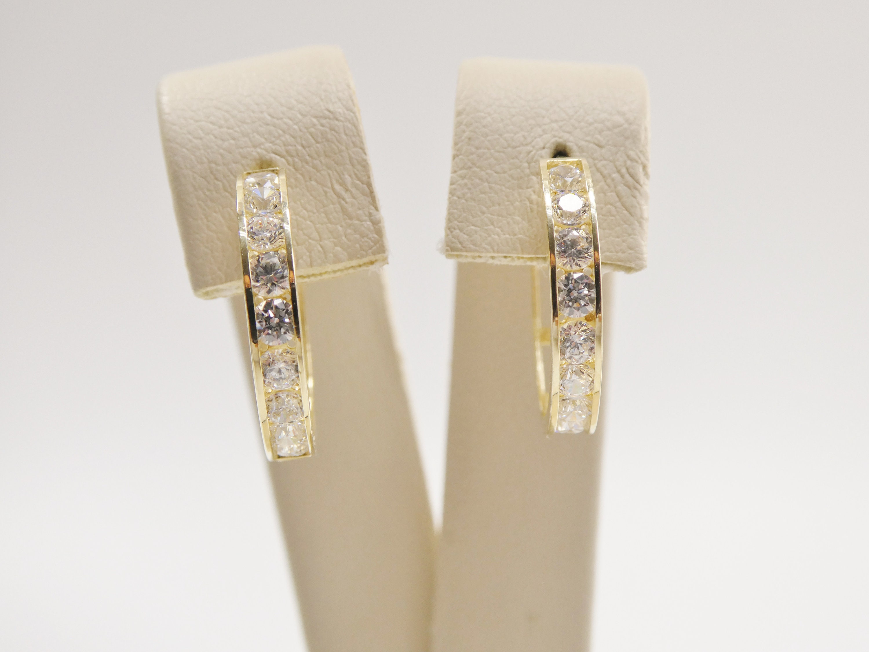 real 10k solid yellow gold large hoop huggie earrings