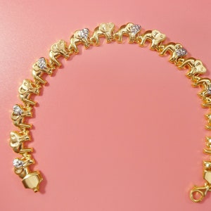 real 925 sterling silver two tone elephant  stampato bracelet 14k gold color two tone finish