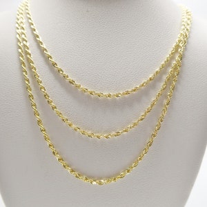 real 14k solid yellow gold rope chain women men necklace