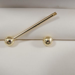 14k real solid yellow gold 20MM / 22MM straight barbell tongue belly button ring piercing