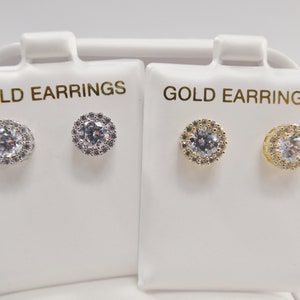 real 10k solid yellow gold circle push post stud earrings