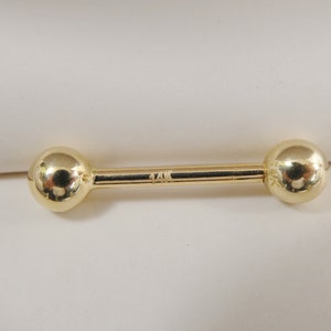 14k real solid yellow gold 13MM straight barbell tongue belly button ring piercing