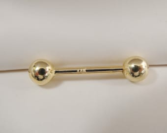 14k real solid yellow gold 13MM straight barbell tongue belly button ring piercing