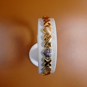 echtes 925 Sterling Silber 7/8/10 Zoll xoxo Herz Stampato Armband 14k Gelbgold Finish