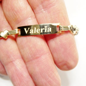 10K real solid yellow gold heart 6 inch baby ID bracelet
