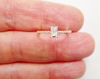 real 10k solid yellow gold women's classic micro pave setting ring