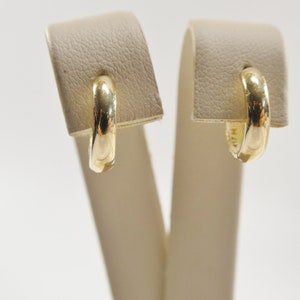 real 10k solid yellow gold high polish plain hoop huggie earring