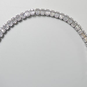 real 925 sterling silver tennis baguette 7 inch bracelet