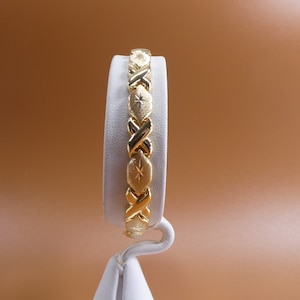6,5-Zoll-7-Zoll-Xoxo-Stampato-Armband, gelber Ton, 14 Karat Gelbgoldfarbe über echtem 925er Sterlingsilber