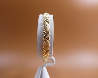 6.5 inch 7 inch xoxo stampato bracelet all yellow tone 14k yellow gold color finish over real 925 sterling silver