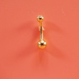 14k real solid yellow gold high polish ball belly button ring piercing