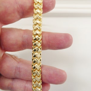 10 inch real 925 sterling silver basket anklet bracelet 14K yellow & white gold finish