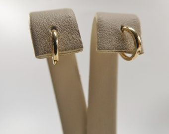 real 10k solid yellow gold tiny simple 9mm 11mm hoop huggie earrings