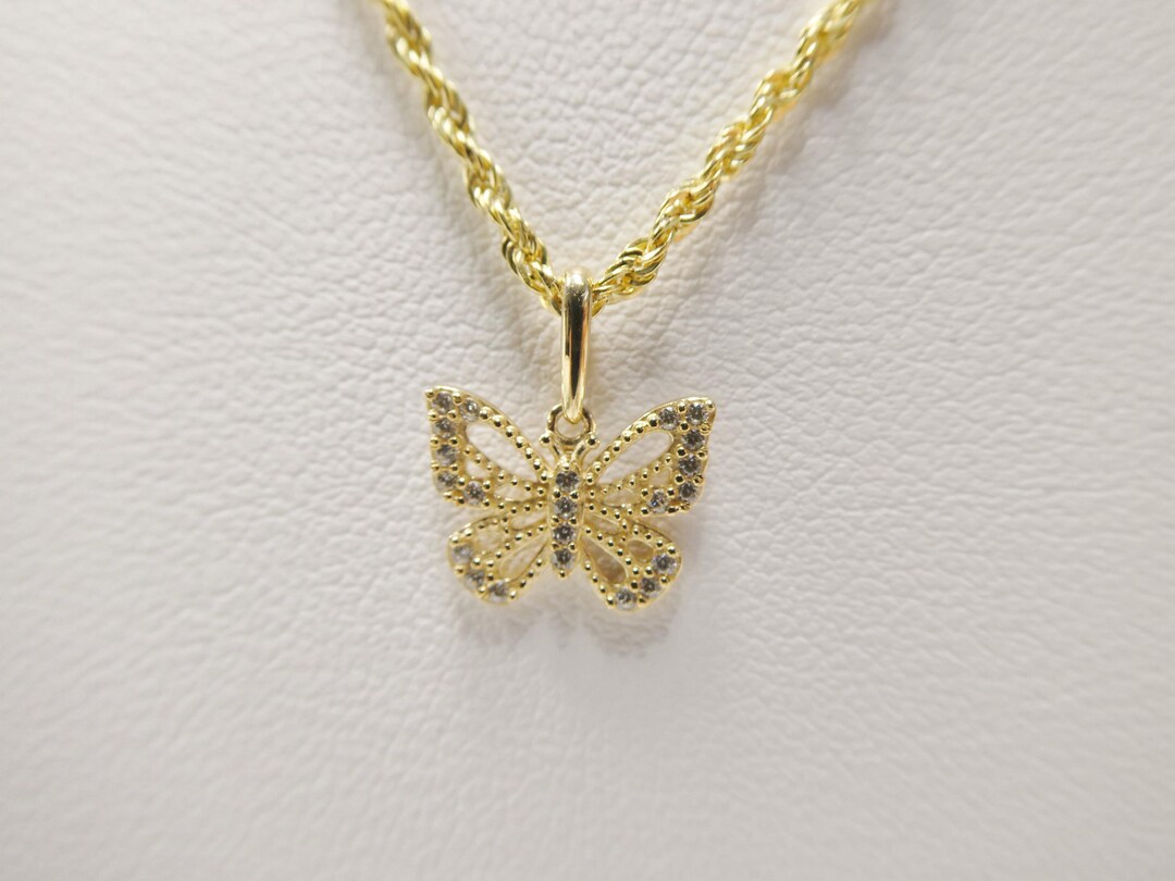 Hot Pink Butterfly 18kt Yellow Gold Stud main image 0