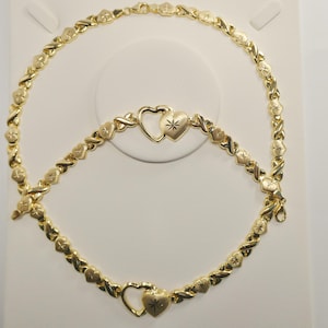 echte 925 Sterling Silber xo Herz Stampato Halskette und Armband gesetzt