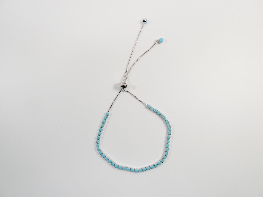 Bracelet De Tennis Opale Argent 925 - 18 Cm, 49 Pierres, 5.8 Ct, Occasion Très Bon état