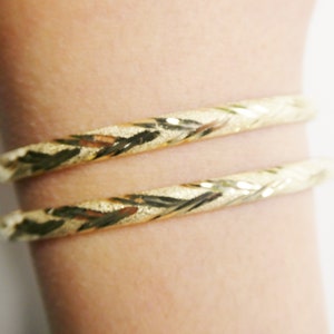 14K real solid yellow gold children baby bangle bracelet