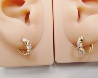 real 10k solid yellow gold XO hoop huggie earring