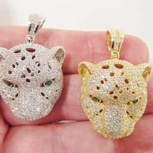 real 925 sterling silver full stone setting large panther pendent