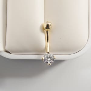 14k real solid yellow gold 5mm stone dangling belly button ring piercing