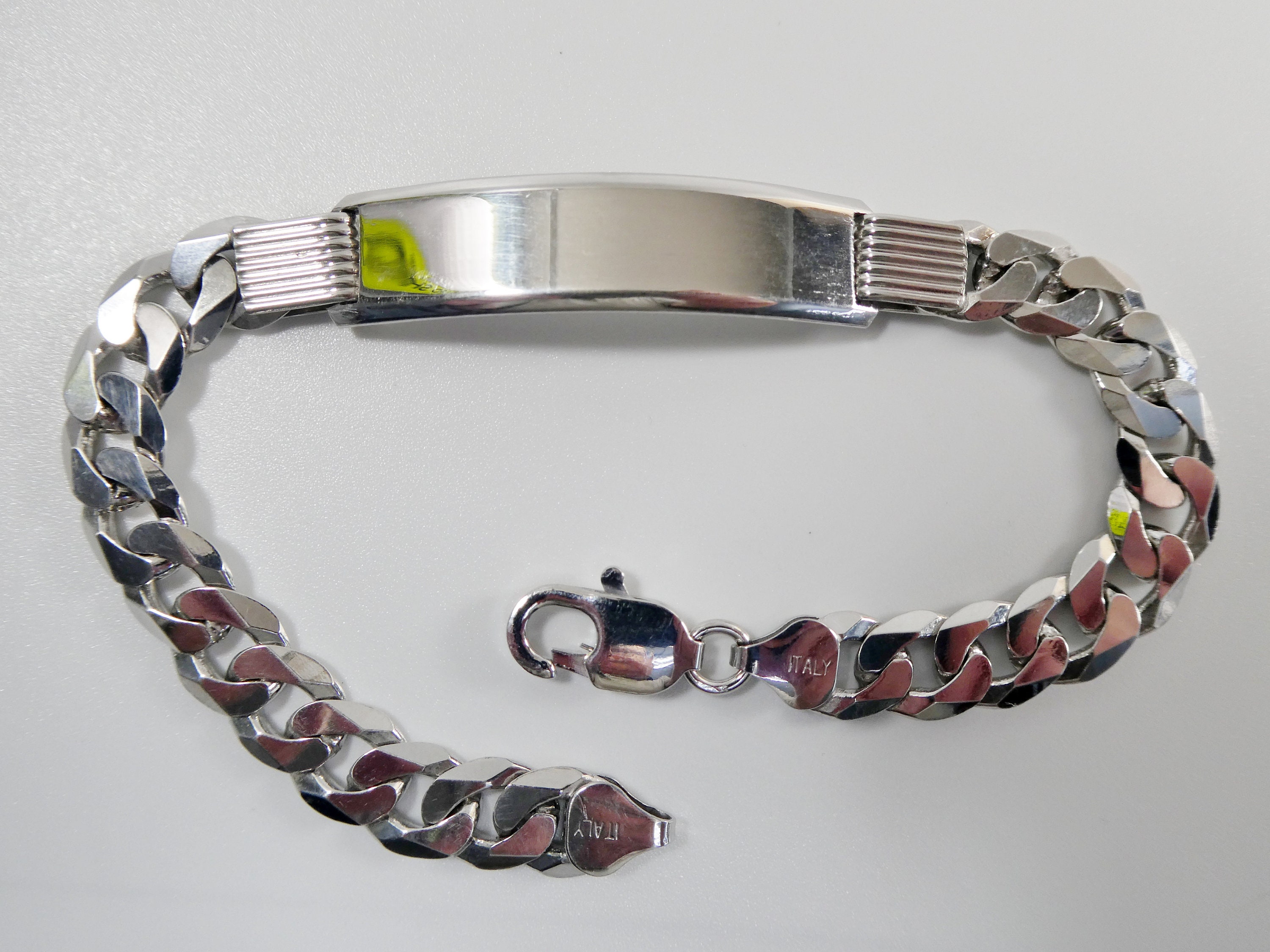 8.5 Inch Real 925 Sterling Silver Solid Curb Men ID Bracelet - Etsy