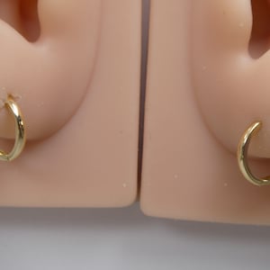 real 10k solid yellow gold 12mm plain hoop huggie earrings