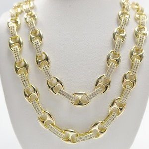 14k gold filled yellow gold puffed mariner LINK necklace