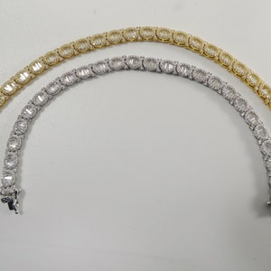 7 inch tennis style real 925 sterling silver 14k gold color finish bracelet
