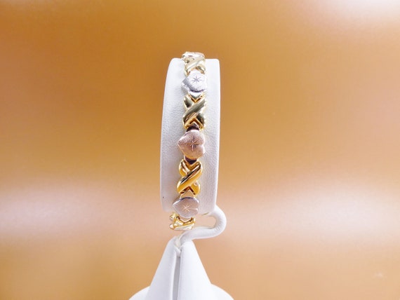 Tri-color Heart XOXO Bracelet: 14k Gold Finish, Sterling Silver - Etsy