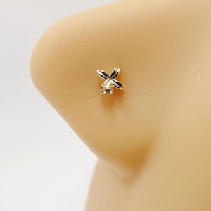 14k real solid yellow gold flower stud nose ring