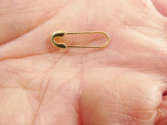 10K Solid Yellow Gold Pin Brooch: Plain High Polish Safety Pin, Minimalist Jewelry