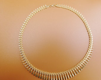 14k Gelbgold Ton Farbe Kleopatra Halskette über echtem 925 Sterlingsilber