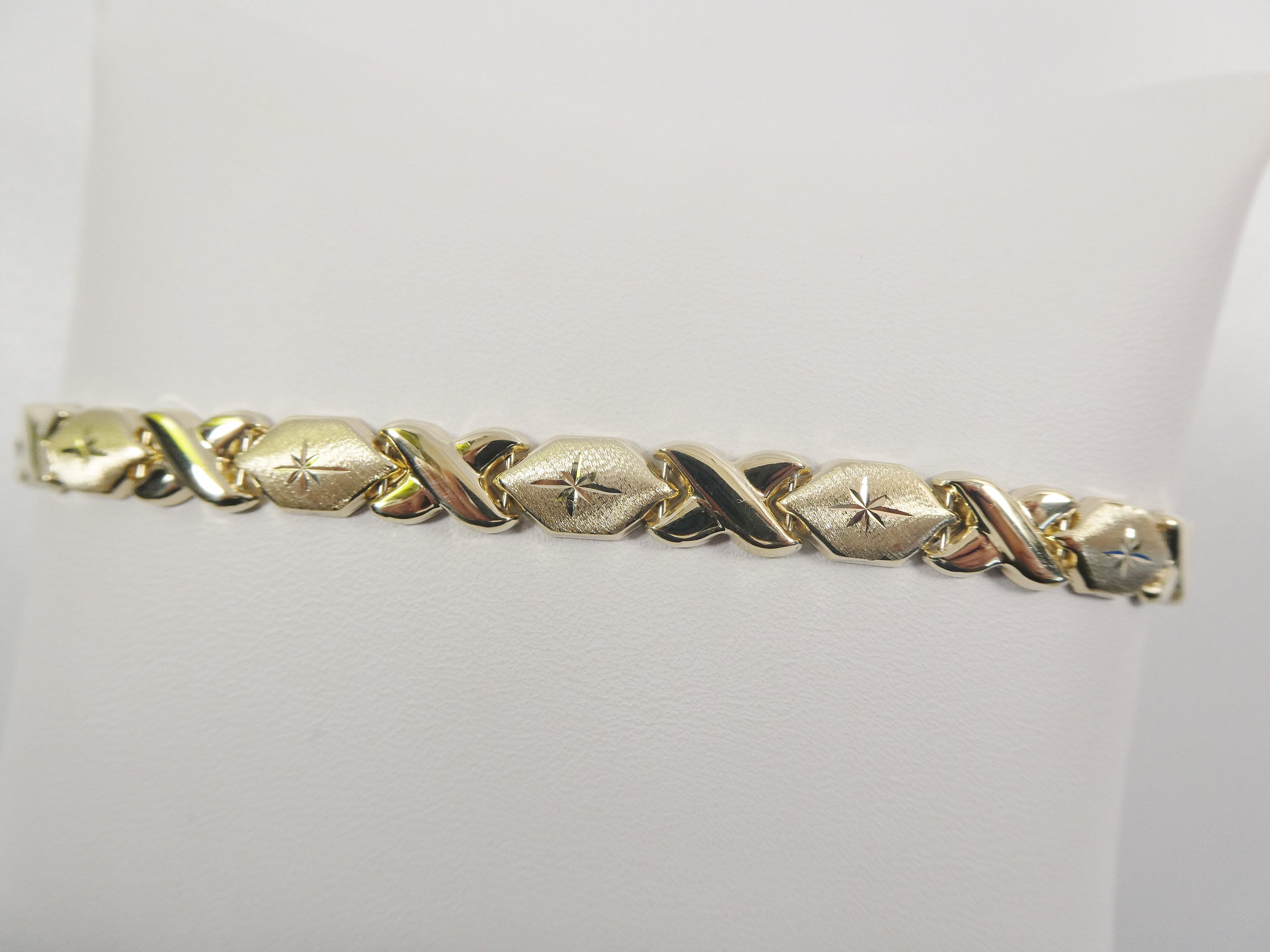 14K ゴールド サファイア ブレスレット XOXOデザイン 10k Solid Yellow Gold XOXO Bracelet (7 or 8 Inch) - Etsy