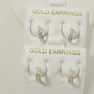real 10k solid yellow gold small 9mm prong setting huggie hoop earrings