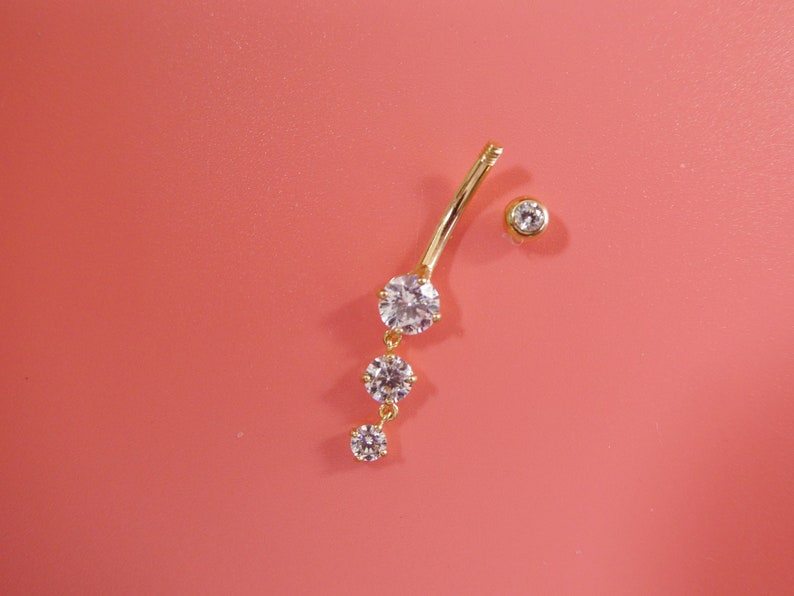 14k real solid yellow gold flower belly button ring piercing YELLOW GOLD