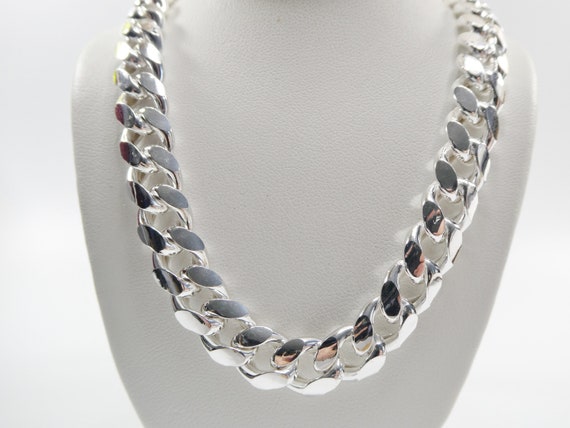 Real 10.5MM 925 Sterling Silver Men Miami Semi Solid Link Chain