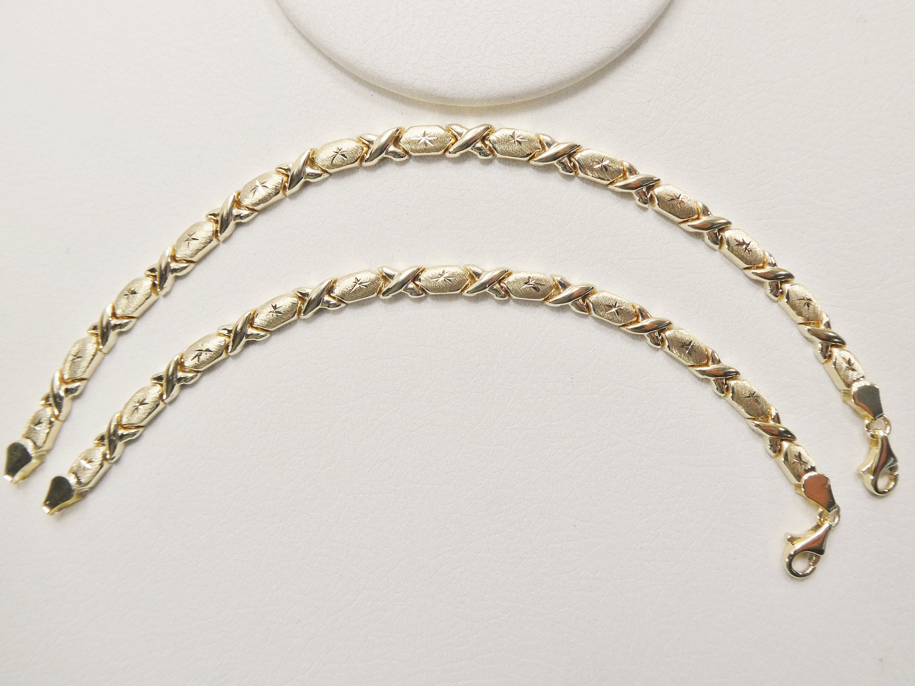 Real 10k Solid Yellow Gold 5.5/ 6.5 Inch Children/women Xo