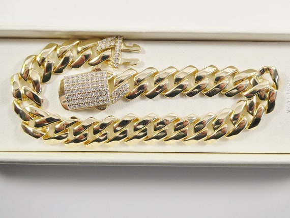 Bague Style Monaco En Or Jaune 14k Avec Zirconium Cubique - Taille 9,75 - Fabriquée En Italie
