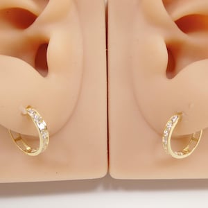 real 10k solid yellow gold 14.5mm hoop huggie earrings