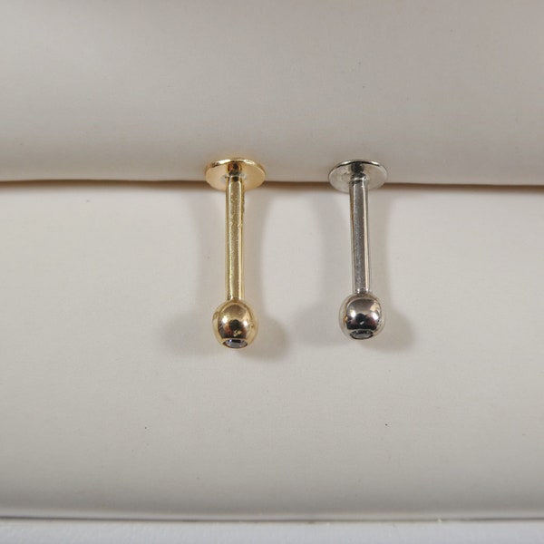 14K real solid yellow gold lip chin stud piercing