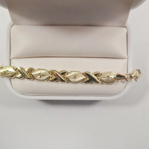 echte 10k solid gelb gold xoxo hugs and kisses 7 Zoll und 8 Zoll Stampato Armband
