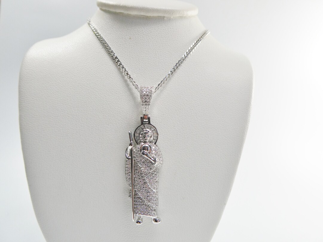 Real 925 Sterling Silver 18 Inch Curb Chain and Saint Jude Pendent ...