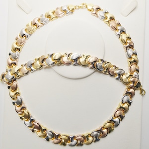 echte 925er Sterlingsilber-Tri-Farbe großer Pilz-Anhänger und Armband