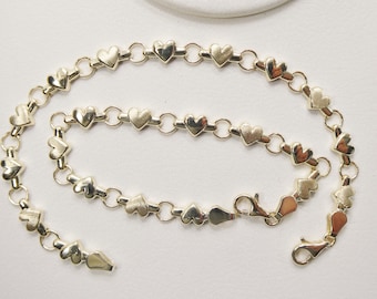 Pulsera de corazón de oro amarillo macizo de 10 k en tono amarillo - Para niños/mujeres XO Link