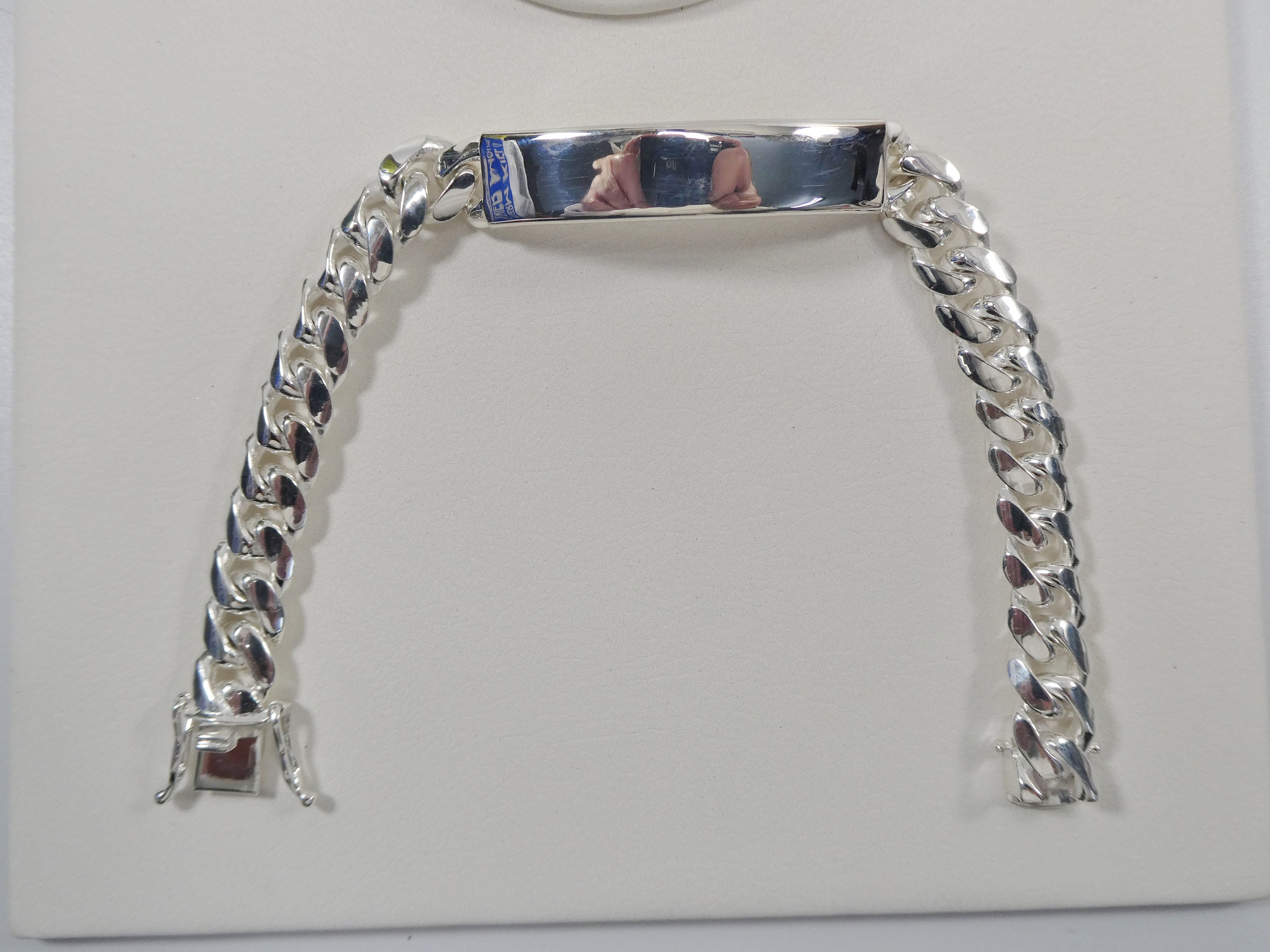 9 Inch Real 925 Sterling Silver Heavy Solid Curb Men ID