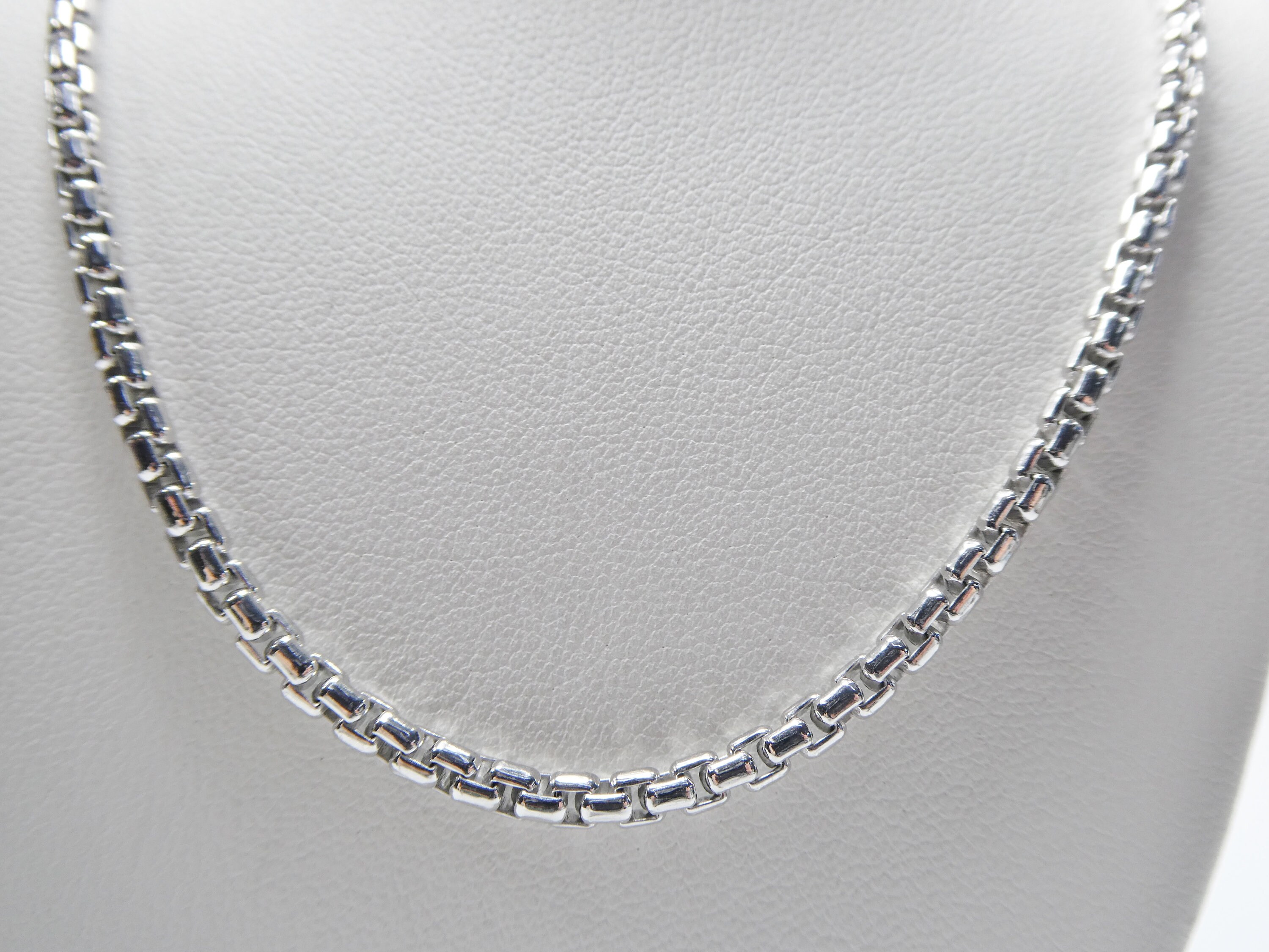 14K SILVER STERLING 925 まとめ Sterling Silver 3MM Round Box Chain - 14k White Gold Finish - Etsy